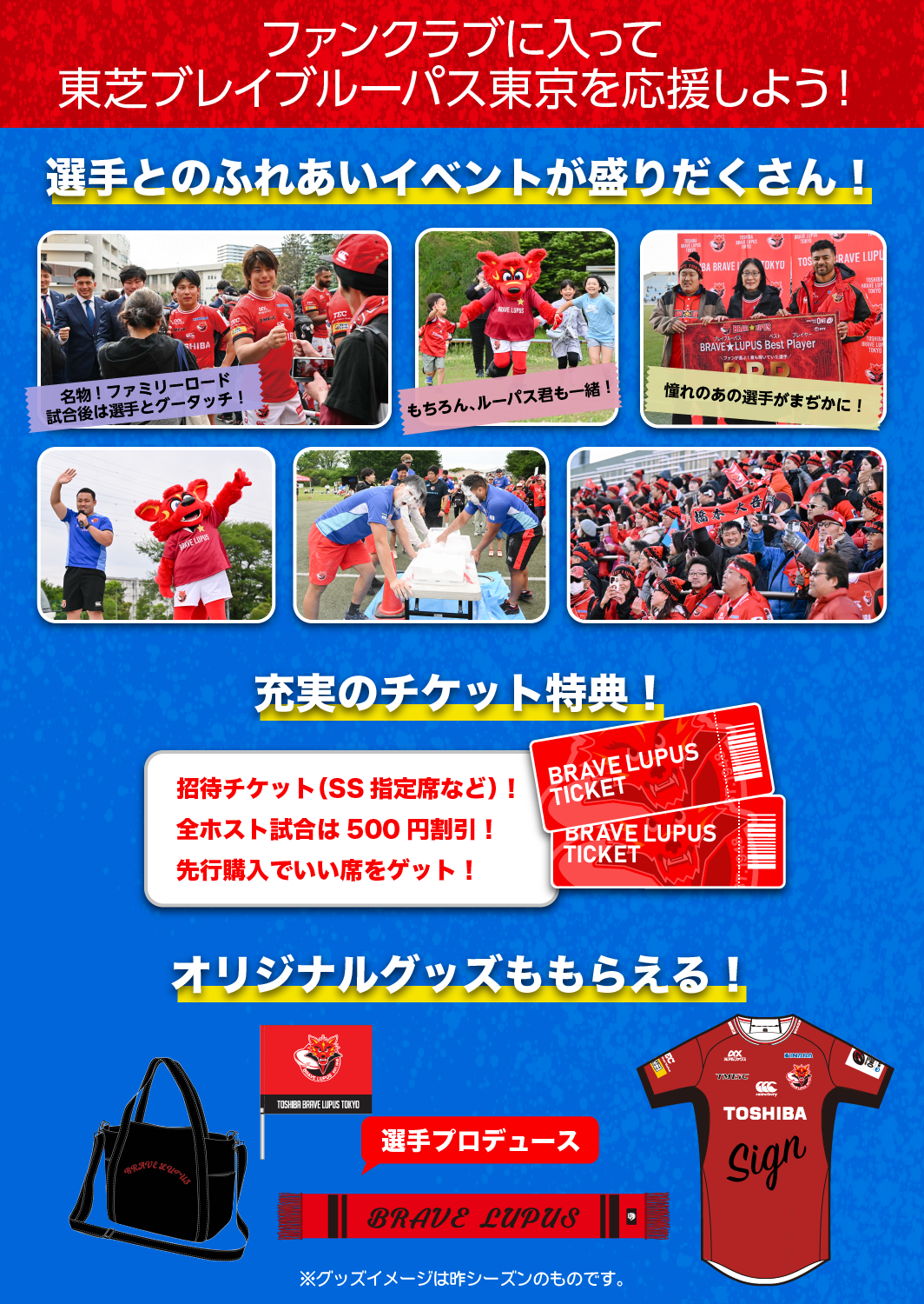 ファンクラブに入って東芝ブレイブルーパス東京を応援しよう！
